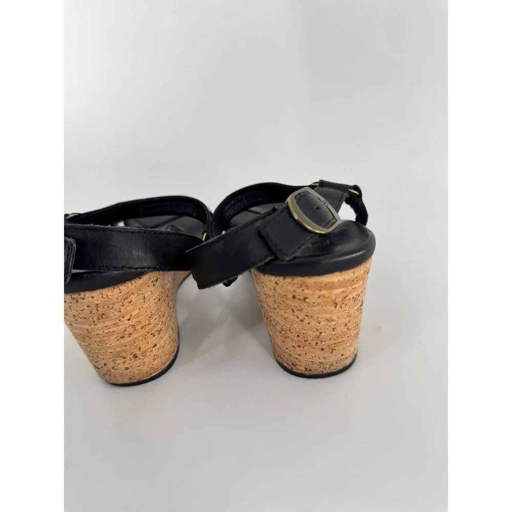 Teva Arrabelle Wedge Sandals‎ Women Size 7 Black Leather Cork Heel Strappy